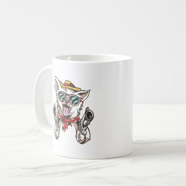 Funny Dog Cowboy Kaffeetasse (Vorderseite Links)