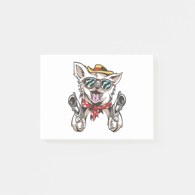Funny Dog Cowboy Post-it Klebezettel (Vorderseite)