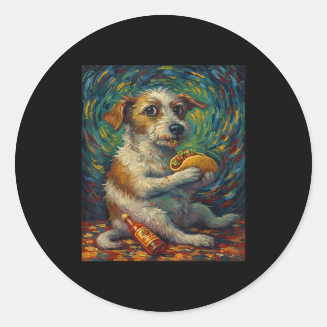 Funny Dog Eating Taco Graphic Art Design  Runder Aufkleber (Vorderseite)