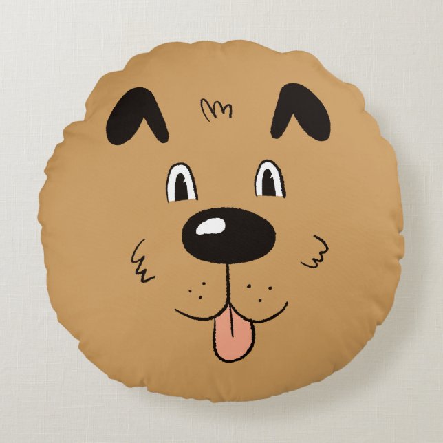Funny Dog Face Rundes Kissen (Vorderseite)