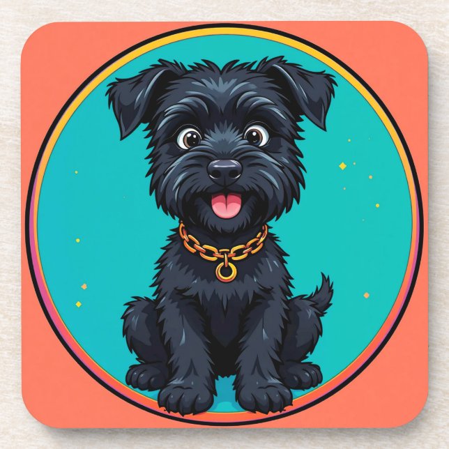 Funny Dog farbenfrohe digitale Illustration Getränkeuntersetzer (Vorderseite)