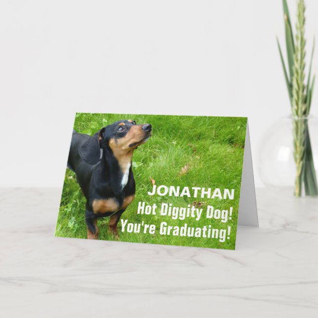 Funny Dog Foto Abschluss Card Benutzerdefinierter  Karte (Vorderseite)