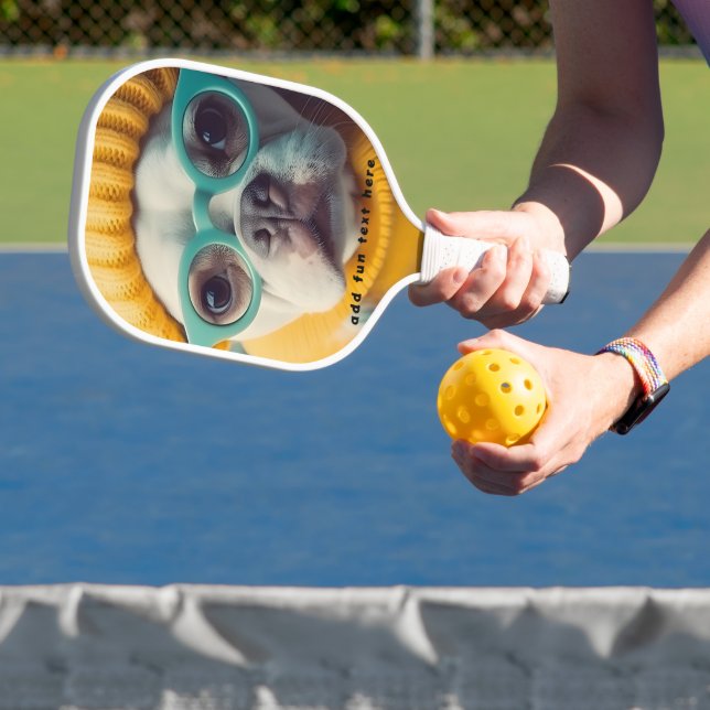 Funny dog Foto stilvoll und modern Pickleball Schläger (InSitu)
