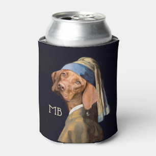Funny Dog Girl mit Pearl Earring Vermeer Parody Dosenkühler