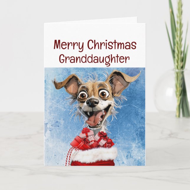Funny Dog Grandtochter Kinder Weihnachten Karte (Vorderseite)