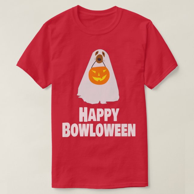 Funny Dog Halloween Ghost Kostüm Happy Bowloween T-Shirt (Design vorne)
