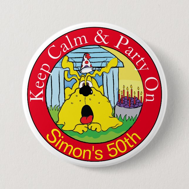 Funny Dog HUH! Geburtstagsfeier Button (Vorderseite)