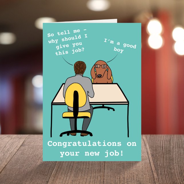 Funny dog Illustration gratuliert dem neuen Job Ca Karte (Von Creator hochgeladen)