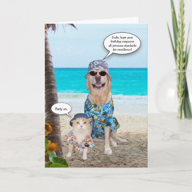 Funny Dog/Labrador Hawaiian Birthday Karte (Vorderseite)