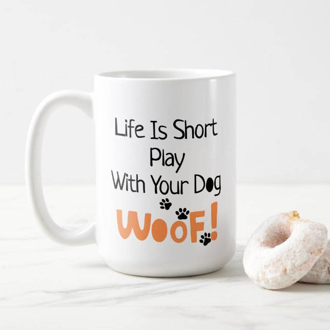 Funny Dog liebt Whimsical Typografy Dog Kaffeetasse (Mit Donut)