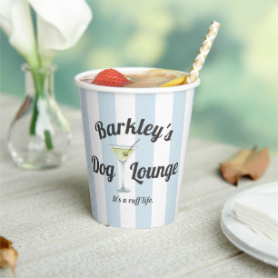 Funny Dog Lounge mit dem Namen des Haustieres Pappbecher