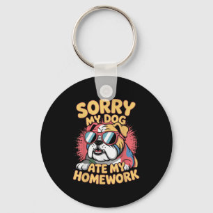 Funny Dog Lover Ate Meine Hausaufgaben Sarcastic Q Schlüsselanhänger