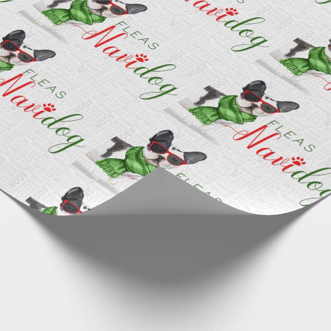 Funny Dog Lover Christmas Boston Terrier Geschenkpapier (Ecke)