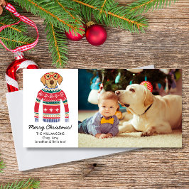 Funny Dog Lover Christmas Sweater Custom Foto Feiertagskarte