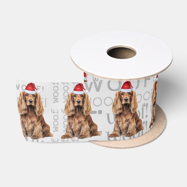 Funny Dog Lover Cocker Spaniel Dog Christmas Satinband (Spule)