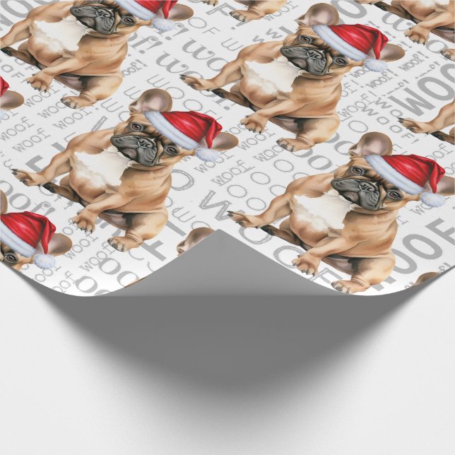 Funny Dog Lover French Bulldog in a Santa Hat Geschenkpapier (Ecke)