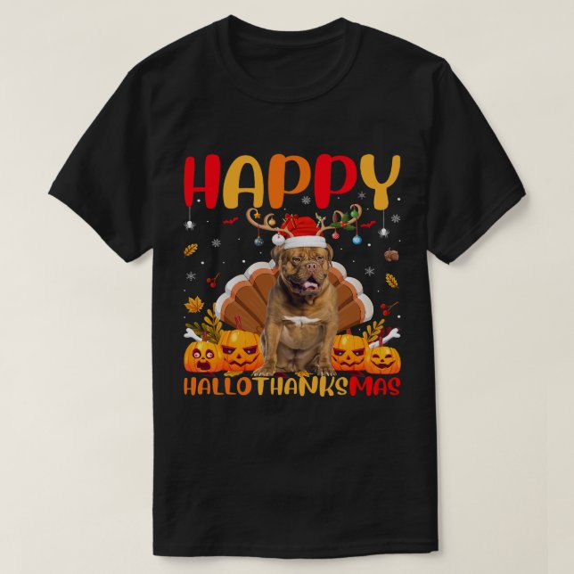 Funny Dog Lover Happy Dogue De Bordeaux Dog HelloT T-Shirt (Design vorne)