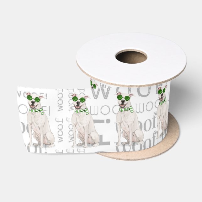 Funny Dog Lover White Pit Bull Winter Scarf Satinband (Spule)
