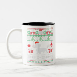 Funny Dog lovers Dachshund Santa Hat Ugly Christma Zweifarbige Tasse