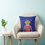 Funny Dog mit Brille, Ugly Christmas Sweater Kissen<br><div class="desc">Wintry Blue ist ein Kissen mit einem Hund mit roter Brille und einem "Ugly" Weihnachtskraut. Eigentlich denken wir, dass er ziemlich niedlich ist! Fügen Sie Ihren benutzerdefinierten Text über oder löschen Sie ihn. Das ist ein perfektes Weihnachts- und Wintergeschenk für Hundefreunde. Auch ideal für den White Elephant Urlaub oder Secret...</div>