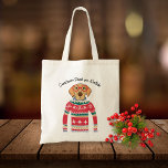 Funny Dog mit Brille, Ugly Christmas Sweater Tragetasche<br><div class="desc">Funny Winter Urlaub Weihnachtstote Tasche mit einem Hund mit roter Brille und einem "Ugly" Weihnachten Nordic Sweater. Eigentlich denken wir, dass er ziemlich niedlich ist! Fügen Sie Ihren benutzerdefinierten Text über oder löschen Sie ihn. Ein perfektes Weihnachtsgeschenk für Hundefreunde. Auch ideal für den White Elephant Urlaub oder Secret Santa Geschenke...</div>