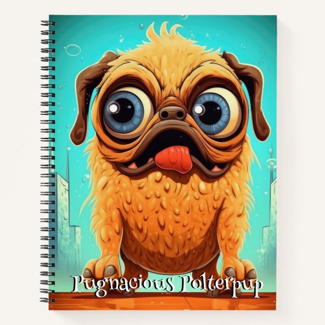 Funny Dog Monster: Pugnacious Polterpup Notizbuch (Vorderseite)
