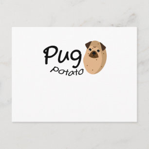 Funny Dog Mops Potato Gift Lover Pets Puppy Postkarte