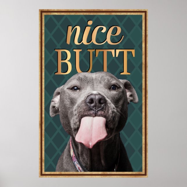 Funny Dog Nice Hintern Bad Mauer Art Poster (Vorne)