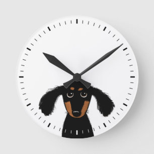 Funny Dog Niedlich Black and Tan Dackel Runde Wanduhr
