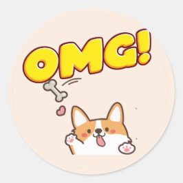 Funny Dog OMG Runder Aufkleber
