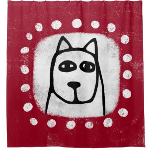 Funny Dog on Red Shower Vorhang