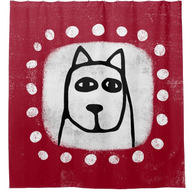Funny Dog on Red Shower Vorhang (Vorderseite)