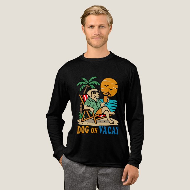 Funny Dog on Vacation T-Shirt | Cute Summer Tri-Blend Shirt (Volle Vorderseite)