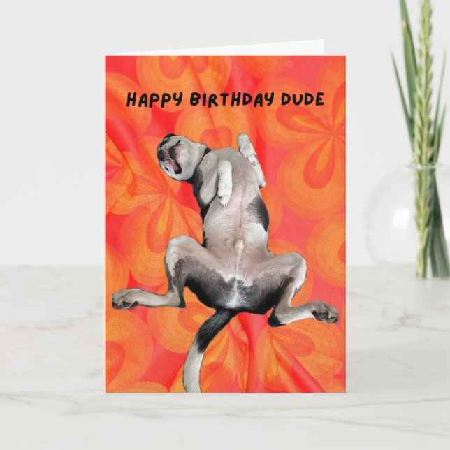 Funny Dog Party Tier Happy Birthday Karte (Vorderseite)