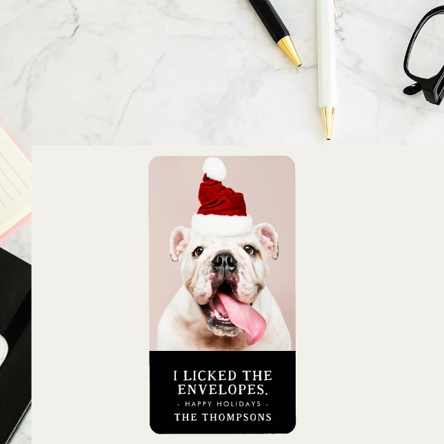 Funny Dog Picture Personalisiertes Weihnachts-Foto Adressaufkleber (Von Creator hochgeladen)