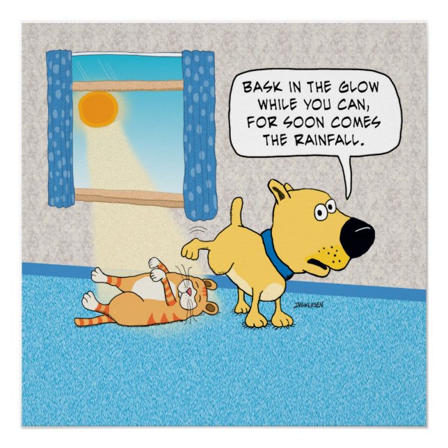 Funny Dog Pissen auf Cat Poster (Vorderseite)