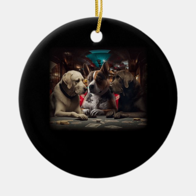 Funny Dog Poker Cards Casino Labrador Gamb Keramik Ornament (Vorne)