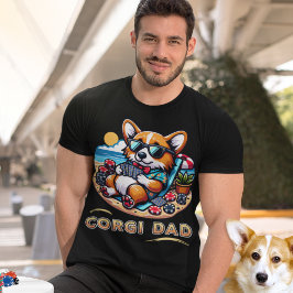 Funny Dog Poker Corgi Vater T-Shirt