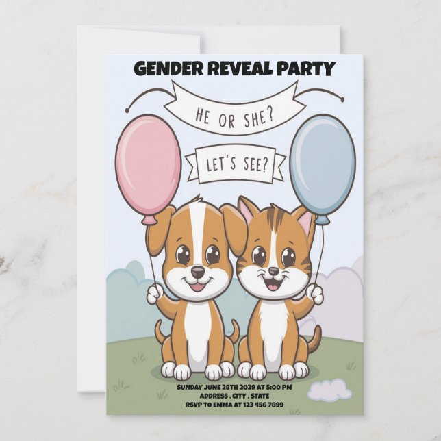 Funny Dog Reveal Gender Party Einladung (Vorderseite)