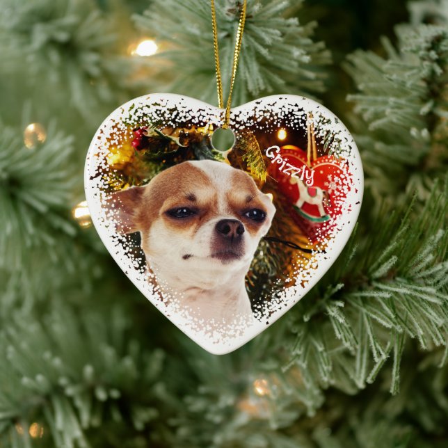 Funny dog Schnee Weihnachten Keramik Herzlich will Keramik Ornament (Baum)
