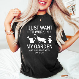 Funny Dog und Gartenarbeit Lover Black T-Shirt
