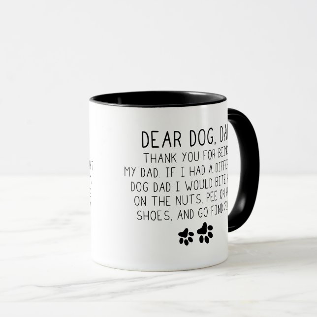 Funny Dog Vater Kaffeedesign Sehr geehrter Hundeda Tasse (VorderseiteRechts)