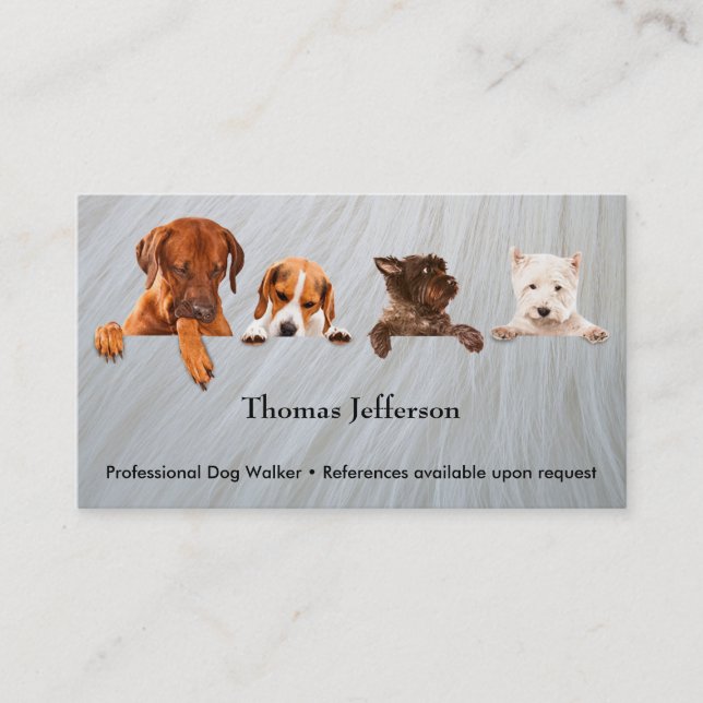 Funny Dog Walker Business Card Treuekarte (Vorderseite)