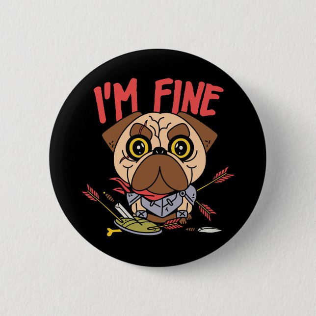 Funny Dog Warrior Button (Vorderseite)