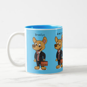 Funny dog wearing business suit cartoon zweifarbige tasse