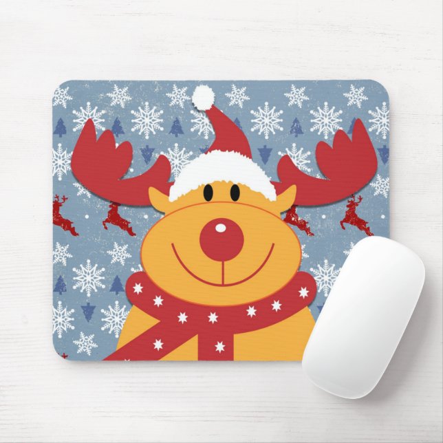 Funny Dog Wearing Christmas Deer Anzug Mousepad (Mit Mouse)