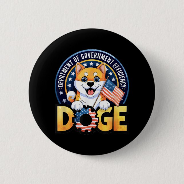 Funny Doge Crypto Meme Department of Government Ef Button (Vorderseite)