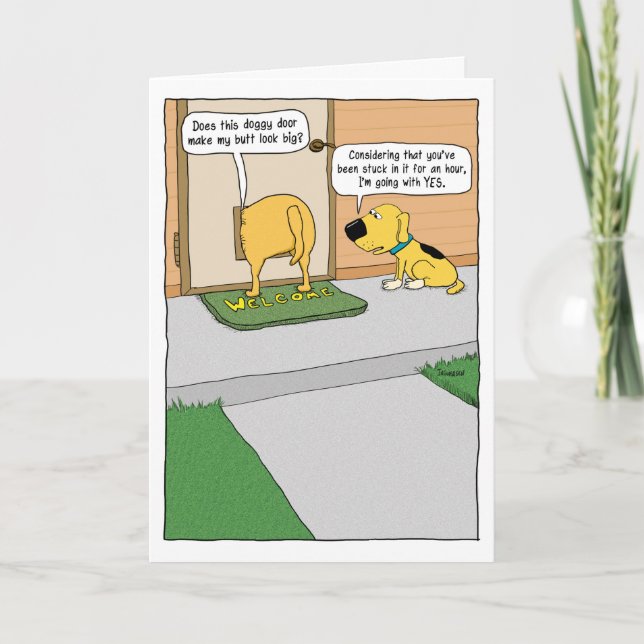 Funny Doggy Door Geburtstagskarte Karte (Vorderseite)