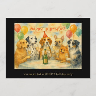 Funny Dogs Sipping Champagne Birthday Party Einladung