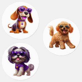 Funny Dogs With Sunglasses Etiketten